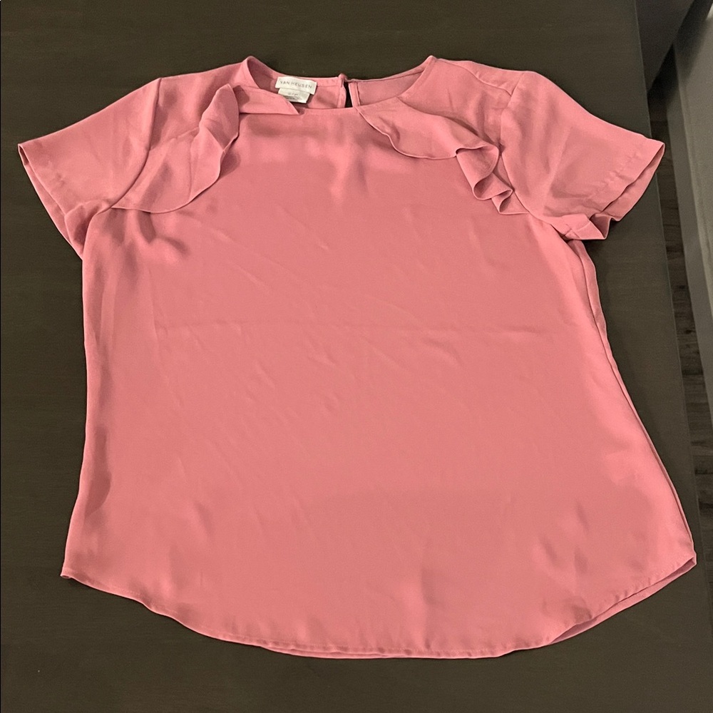 Van Heusen Blush Pink Ruffle Blouse